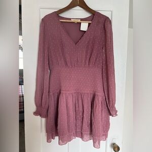 Elegant Mauve Long Sleeve Dress